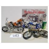 4 Motorcycle Toy Models & Tin Sign with Magnets