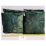 4 Matching Pottery Barn Green Velvet Pillows