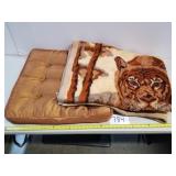 Taban Yazd Tiger Blanket & Floor Pillow Cushion
