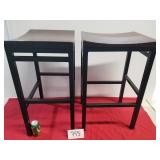 Pair of Metal and Wood Bar Stools