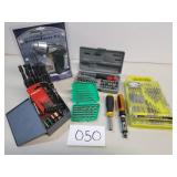Lot of Assorted Drill Bits, Bits and Screwdrivers