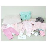 Baby Girl 0-3 Months Clothes Lot + Blanket
