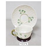 Belleek Porcelain Shamrock Teacup Set