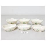 6 Belleek Porcelain Shamrock Salt Cellars