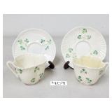 Belleek Porcelain Harp Shamrock Demitasse Set