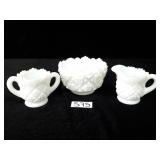 1950s Westmoreland Milk Glass "Old Quilt"