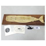 Cribbage Board - Whale Scrimshaw Replica