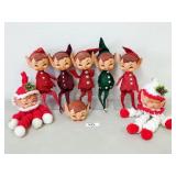 Vintage MCM Christmas Pixie Elf Shelf Sitters Lot