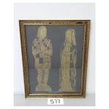 Framed Silk Screen Brass Rubbing Print (No Ship)