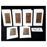 6 Vintage Brazilian Copper Relief Art Cards