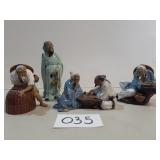 4 Ceramic Male Asian Statues 4 Ceramic Male Asian Statues