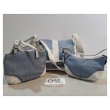 3 Matching Blue & White Signature Coach Handbags