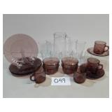 Crown Corning Dinnerware w/Pitcher & Glasses