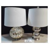 2 Modern Glass Base Table Lamps 2 Modern Glass Base Table Lamps