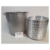 Large 30 Quart Aluminum Stock Pot, Lid & Steamer