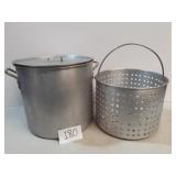 Large 60 Quart Aluminum Stock Pot, Lid & Steamer