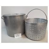 Large 60 Quart Aluminum Stock Pot, Lid & Steamer