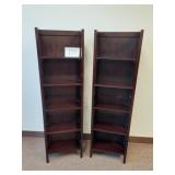 2 Matching Folding Dark Wood Book Shelves