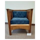 Vintage Solid Oak Mission Style Cube Chair