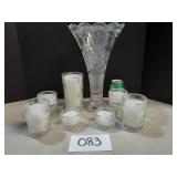 Elegant Large Crystal Vase with 7 Crystal Candles Elegant Large Crystal Vase with 7 Crystal Candles