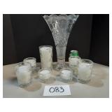 Elegant Large Crystal Vase with 7 Crystal Candles