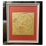 Framed 1912 Coca-Cola "rice paper" Napkin