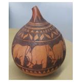 Hand-carved and etched African calabash gourd