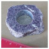 Purple, rough-cut gemstone tealight candle holder
