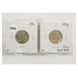 1915(G)/1916(VF Faint Full Horn) Buffalo Nickels