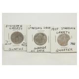 Lot of 3 Standing Liberty Quarters see notes