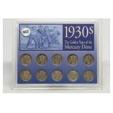 1930s Mercury Dime Set (10 Coins)