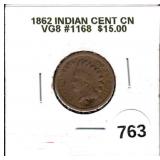 1862 Indian Head Cent VG8