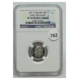 2011s Silver Proof Roosevelt Dime PF70 UCAM note