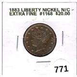 1883 N/C Liberty Head Nickel XF