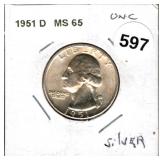 1951-D Silver Washington Quarter MS65