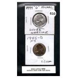 1944d/1945d Silver War Nickels both full steps