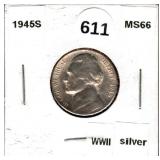 1945s Silver Jefferson War Nickel MS66