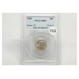 1947 Roosevelt Dime MS65