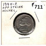 1994-P Off-strike Jefferson Nickel