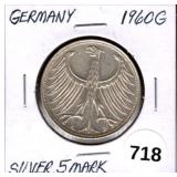 1960-G Germany Silver 5 Mark