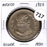1958 Mexico Silver Peso