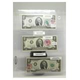 (3)1976 1st Day Issue $2 Notes,different districts