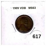 1909 Indian Head Cent VDB MS63