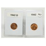1942/1942-D Lincoln Cents BU Red