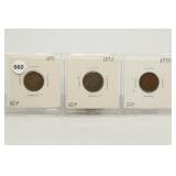 1891/1892/1893 Indian Head Cents All VG+