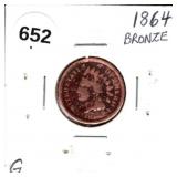 1864 Bronze Indian Head Cent G
