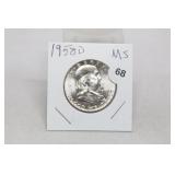 1958-d Franklin Half MS