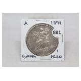1894 Guatamala Silver 1 peso