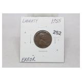 1955 Cent - Liberty Error
