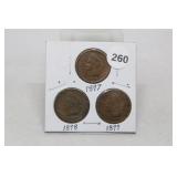 (3) Indian Head Cents 1897,98,99